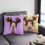 Embrace the Joy Your Favorite Girl - Personalized Cartoon Quirky Girl Throw Pillow Cover