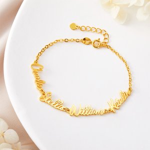Personalized Adjustable Dainty Family 1-5 Nameplates Bracelet Jewelry Birthday Mother's Day Gift for Mom Grandma
