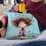 Embrace the Joy Your Favorite Girl - Personalized Cartoon Quirky Girl Throw Pillow Cover