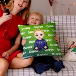 Personalizzato Cartoon Boy Dinosaur Font Gradient Throw Pillow Cover con nome Home Decor Natale Compleanno Regalo per bambini ragazzi