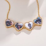 Personalized Dainty 2 in 1 Four Leaf Clover Adjustable Zircon Heart Photo Pendant Necklace Lucky Jewelry Birthday Anniversary Gift for Women