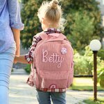 Zainetto personalizzato in velluto a coste con fiore intrecciato arcobaleno e nome ideale per asilo o scuola materna regalo per bambini
