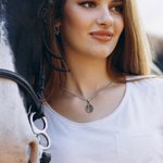 Personalized Vintage Horseshoe Saddle Pendant Necklace with Engraved Name Country Jewellery Birthday Equestrian Gift for Horse Lover Women