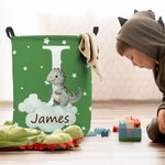 Personalized Fantasy Unicorn Bear Animal Waterproof Initial Laundry Storage Basket with Name Handle Nursery Decor Baby Shower Birthday Gift for Kids