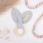 Personalized Baby-safe Cute Bunny Crochet Baby Rattle Sensory Toy with Name Baby Shower Gift for Newborn