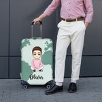 Personalized Birth Flower Bouquet World Map Cartoon 18-32 Inches Luggage Protective Cover with Initial and Name Birthday Travel Gift for Family Kids