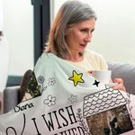 Manta personalizada I Wish You Lived Next Door con nombre y 2 fotos Decoración para el hogar Cumpleaños Despedida Regalo de amistad para amigos