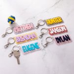 Porte-clés personnalisé en acrylique Multicolore Basket-ball Base-ball Volley-ball Porte-nom Cadeau de rentrée pour les amoureux du sport