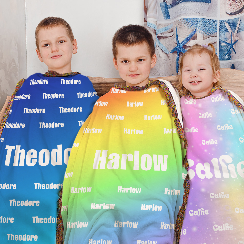 Couverture douce personnalisée avec pompons pour la décoration d'intérieur Cadeau d'anniversaire et de Noël pour les enfants et les adultes