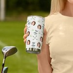Personalised Best Dad By Par Golf Theme Face Photo 20oz Insulated Tumbler with Lid and Straw Birthday Sports Gift for Family Golf Players