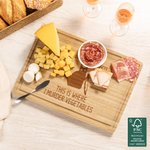 Planche à découper personnalisée en bambou FSC avec rainure pour le jus de fruit Cadeau de mariage et de pendaison de crémaillère pour la famille