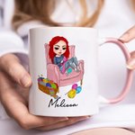 Mug personnalisé multicolore en tricot avec nom Cadeau d'anniversaire pour les amoureux du crochet et de la couture