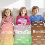 Personalised Cute Gradient Name Soft Throw Blanket with Tassels Home Decor Birthday Christmas Gift for Kids Adults