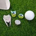 Personalized Cartoon Character Name Magnetic Divot Repair Tool Ball Marker Set Hat Clip with Case Golf Accessory Birthday Gift for Golf Lover