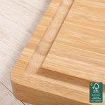 Planche à découper personnalisée en bambou FSC avec rainure pour le jus de fruit Cadeau de mariage et de pendaison de crémaillère pour la famille