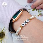 Personalised Greek Letter Pearl Beaded Elastic Stretch Bracelet Dainty Jewellery Bid Day Sorority Gift for Women Girls | Callie × Affinity Licensing