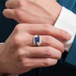 Personalizado hecho a mano zafiro azul anillo de sello con el nombre grabado Día del Padre Cumpleaños regalo para los hombres del padre