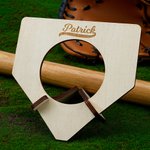 Personalized Wooden Baseball Home Plate Trophy Holder Stand with Engraved Text Meaningful Gift for Baseball Players