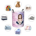 Personalisierte Cartoon Mädchen Meerjungfrau Schriftart Fantasy Gradient zusammenklappbar Wäsche Aufbewahrungskorb mit Namen und Griff Geburtstag Weihnachtsgeschenk für Mädchen