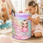 Personalisierte Cartoon Mädchen Meerjungfrau Schriftart Fantasy Gradient zusammenklappbar Wäsche Aufbewahrungskorb mit Namen und Griff Geburtstag Weihnachtsgeschenk für Mädchen