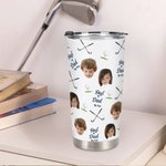 Personalised Best Dad By Par Golf Theme Face Photo 20oz Insulated Tumbler with Lid and Straw Birthday Sports Gift for Family Golf Players