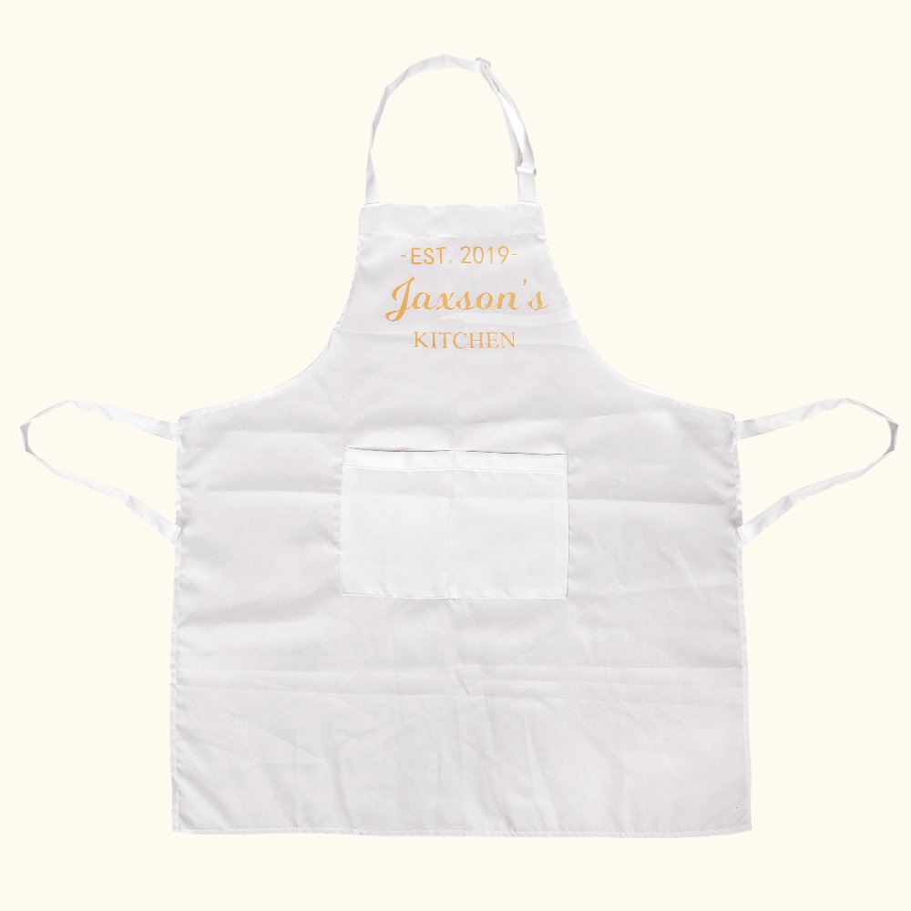 Cadeaux de Cuisine Tablier Chef de Cuisine Prénom avec Poches Noir/Blanc