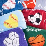Personalized Multicolor Softball Basketball Soft Throw Blanket with Number Name Home Decor Birthday Gift for Ball Sports Lover