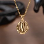 Personalized Vintage Horseshoe Saddle Pendant Necklace with Engraved Name Country Jewellery Birthday Equestrian Gift for Horse Lover Women