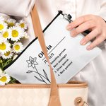 Personalised Name Definition Makeup Bag with Birth Flower and Wrist Strap Birthday Gift for Women Girls