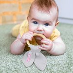 Personalized Baby-safe Cute Bunny Crochet Baby Rattle Sensory Toy with Name Baby Shower Gift for Newborn