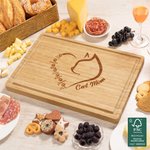 Personalised Engraved Cat Mom Paw FSC Bamboo Charcuterie Chopping Board with 1 - 8 Names and Juice Groove Birthday Home Decor Gift for Mom Grandma
