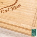 Personalised Engraved Cat Mom Paw FSC Bamboo Charcuterie Chopping Board with 1 - 8 Names and Juice Groove Birthday Home Decor Gift for Mom Grandma