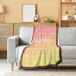 Personalised Cute Gradient Name Soft Throw Blanket with Tassels Home Decor Birthday Christmas Gift for Kids Adults