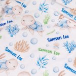 Personalised Cute Cartoon Turtle Baby Blanket Swaddle with Name Baby Shower Receiving Gift for Newborn