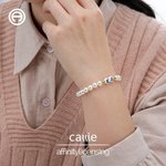 Personalised Greek Letter Pearl Beaded Elastic Stretch Bracelet Dainty Jewellery Bid Day Sorority Gift for Women Girls | Callie × Affinity Licensing