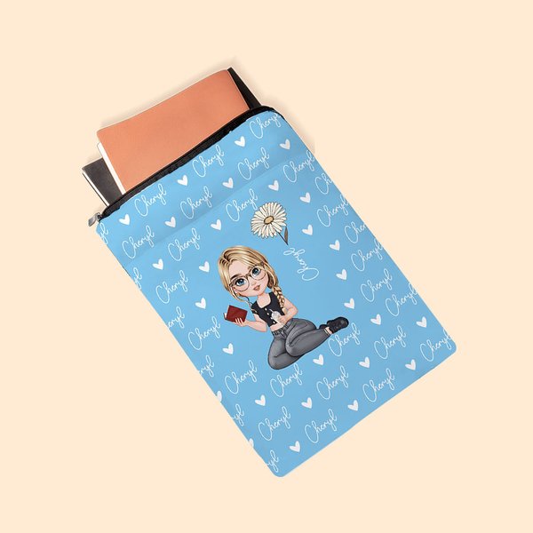 Funda protectora impermeable para libros con cremallera y bolsillo frontal Regalo de cumpleaños personalizado para ratones de biblioteca Amantes de los libros