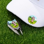 Personalized Cartoon Character Name Magnetic Divot Repair Tool Ball Marker Set Hat Clip with Case Golf Accessory Birthday Gift for Golf Lover