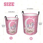 Personalized Fantasy Unicorn Bear Animal Waterproof Initial Laundry Storage Basket with Name Handle Nursery Decor Baby Shower Birthday Gift for Kids