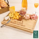 Planche à découper personnalisée en bambou FSC avec rainure pour le jus de fruit Cadeau de mariage et de pendaison de crémaillère pour la famille