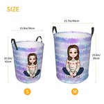 Personalisierte Cartoon Mädchen Meerjungfrau Schriftart Fantasy Gradient zusammenklappbar Wäsche Aufbewahrungskorb mit Namen und Griff Geburtstag Weihnachtsgeschenk für Mädchen