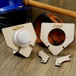 Personalized Wooden Baseball Home Plate Trophy Holder Stand with Engraved Text Meaningful Gift for Baseball Players