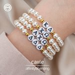 Personalised Greek Letter Pearl Beaded Elastic Stretch Bracelet Dainty Jewellery Bid Day Sorority Gift for Women Girls | Callie × Affinity Licensing