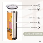 Gepersonaliseerd Cartoon Gebreid Meisje Naam 20oz Skinny Tumbler met Rietje en Borstel Verjaardagscadeau voor Gehaakte Naailiefhebbers