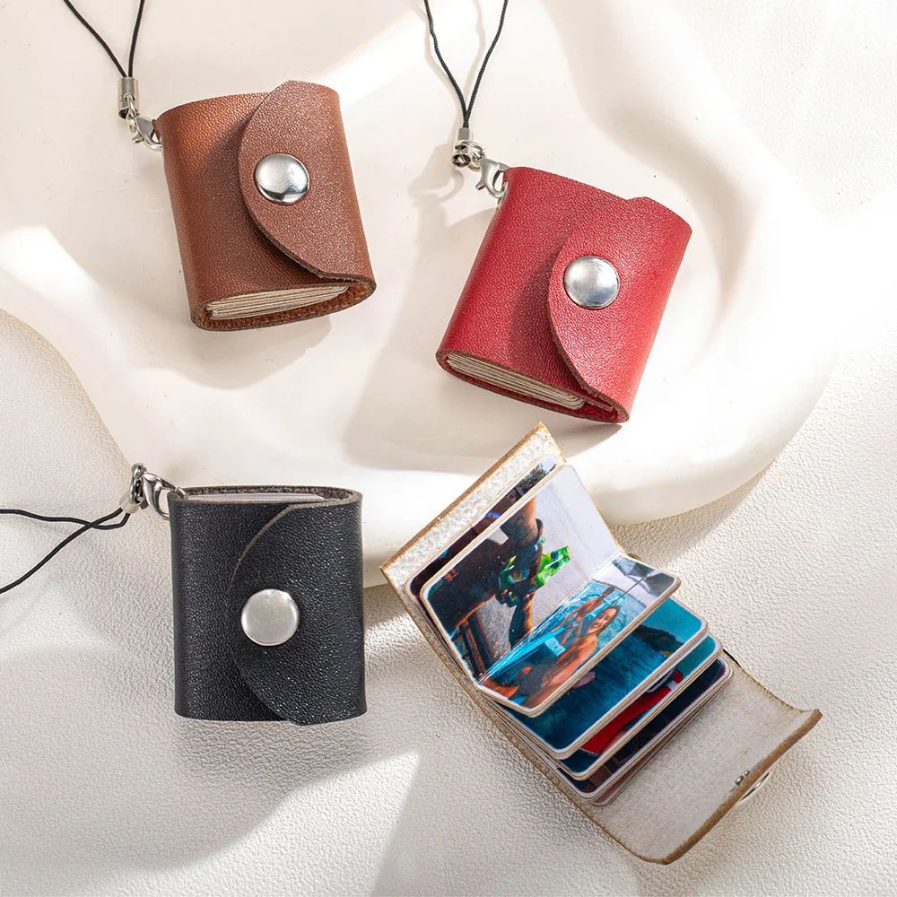 Personalisierte Mini PU-Leder Erinnerungsfotoalbum mit 10–14 Fotos Schlüsselanhänger