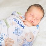 Personalised Cute Cartoon Turtle Baby Blanket Swaddle with Name Baby Shower Receiving Gift for Newborn