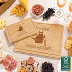 Planche à découper personnalisée en bambou FSC avec rainure pour le jus de fruit Cadeau de mariage et de pendaison de crémaillère pour la famille