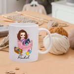 Mug personnalisé multicolore en tricot avec nom Cadeau d'anniversaire pour les amoureux du crochet et de la couture