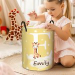 Personalized Fantasy Unicorn Bear Animal Waterproof Initial Laundry Storage Basket with Name Handle Nursery Decor Baby Shower Birthday Gift for Kids