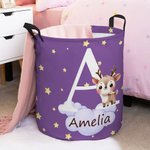 Personalized Fantasy Unicorn Bear Animal Waterproof Initial Laundry Storage Basket with Name Handle Nursery Decor Baby Shower Birthday Gift for Kids