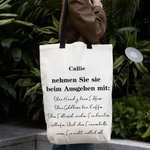 Personalisierte Wiederverwendbare „nehmen Sie sie beim Ausgehen mit“ Stofftasche mit Namen Große Kapazität Tote Bag Geburtstag Geschenk für Damen